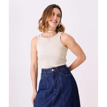 Imagem de Blusa Regata Feminina Canelada Marisa-06024, Bege, G