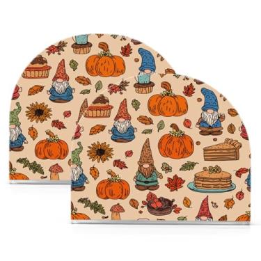 Imagem de ATTX Pacote com 2 porta-guardanapos de acrílico de Ação de Graças com design de abóboras girassóis e gnomos - Organizador decorativo de mesa para cozinha, restaurante, decoração de férias em casa #393