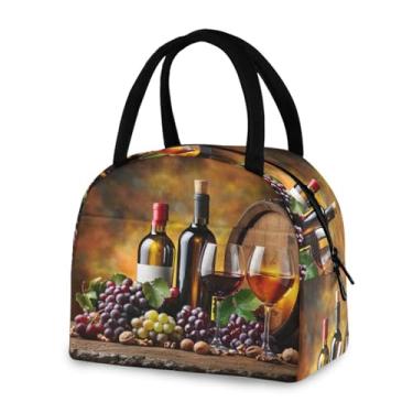 Imagem de Blueangle Lancheira isolada à prova de vazamento – Bolsa de almoço reutilizável com design de garrafas de vinho rosa, recipiente de alimentos compacto para escritório, viagens e atividades ao ar livre