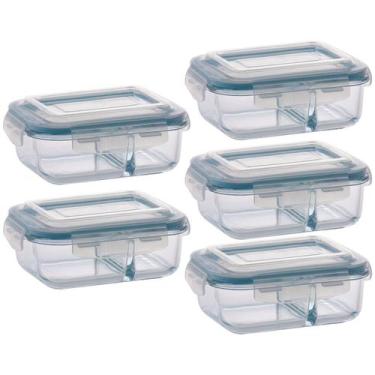 Imagem de Conjunto Com 5 Potes 640ml Divisória Hermético Marmita - QUALITY HOUSE
