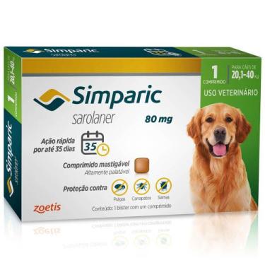 Imagem de Antipulgas e Carrapatos Simparic 80 mg para Cães de 20,1 a 40 kg com 1