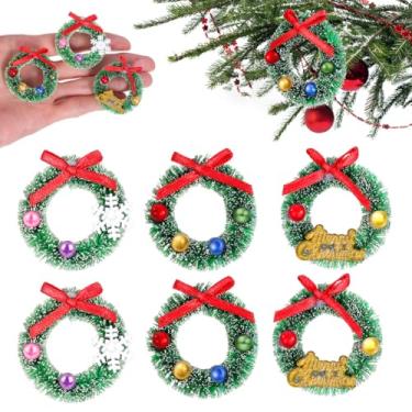 Imagem de Veemoon 6 mini guirlandas de Natal, árvore de Natal, guirlanda de seda de sisal, lindo anel de Natal colorido para pendurar para festa de Natal, enfeites de casa de boneca, enfeite de inverno