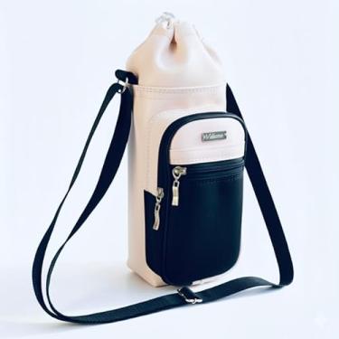 Imagem de Bolsa Térmica (MARFIM COM PRETO) GALANTE para Garrafa de 1,5 LITROS ml em Couro Sintético - Coleção Cores VERÃO 2026