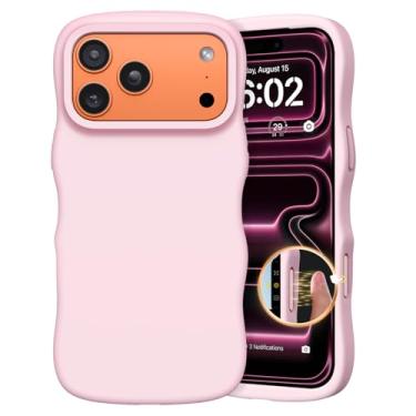 Imagem de BENTOBEN Capa magnética para iPhone 17 Pro 2025, linda moldura ondulada encaracolada [compatível com Magsafe] Capa protetora de silicone fina à prova de choque feminina para iPhone 17 Pro, rosa bebê