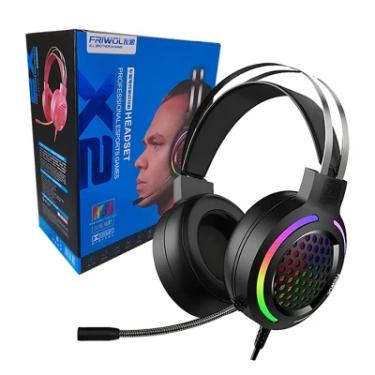 Imagem de Fone De Ouvido Gamer Friwol X2 Profissional Com RGB E Microfone Para PC E Console - Pre...