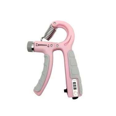 Imagem de Pacote com 1 fortalecedor de mão com contador mecânico, revestimento rosa, ajustável de 5 a 59 kg para treinamento de antebraço e mão