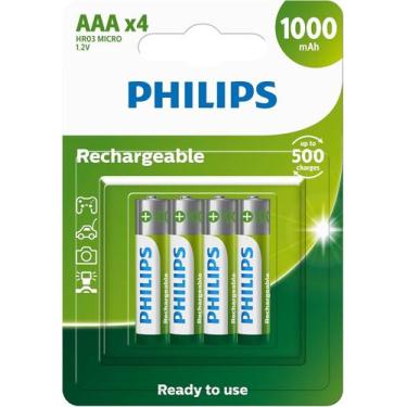 Imagem de Pilha philips aaa recarregavel 1000mah cart/04
