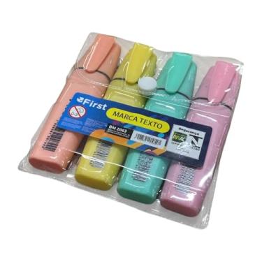 Imagem de Marca Texto Tons Pastel, Kit com 4 Unidades, Resina Plástica, Tinta à Base de Água, 11 cm x 2,5 cm, 65g