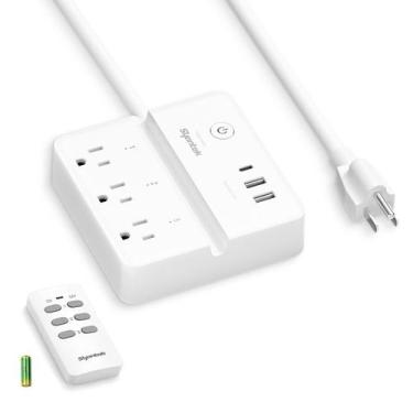 Imagem de Faixa de alimentação de controle remoto Syantek, 3 tomadas, 3 USB, 5 p