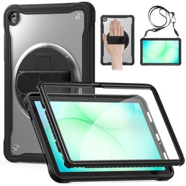 Imagem de Newhalper Capa de tablet para Samsung Galaxy Tab A11+/A11 Plus 27.9 cm 2025, capa resistente à prova de choque com protetor de tela, alça de mão e suporte rotativa de 360 graus, alça de ombro, preto