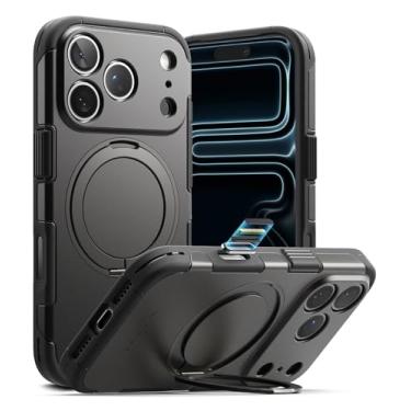 Imagem de Ringke Capa Alles Pro para iPhone 17 Pro [compatível com MagSafe] Proteção de botão de captura de controle de câmera poderoso ímã à prova de choque com suporte giratório de 360° - Gunmetal