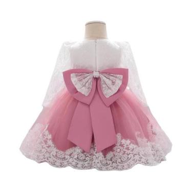 Imagem de Vestido De Batismo Para Menina Bebê Com Manga Longa, Vestido De Casame