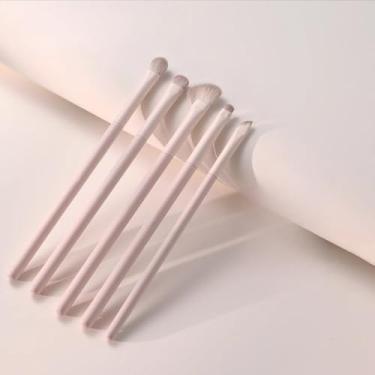 Imagem de Conjunto de 5 pincéis de maquiagem para os olhos, pincéis profissionais de mistura de sombras com pincéis angulares de sobrancelha, delineador e corretivo, cerdas sintéticas macias para maquiagem