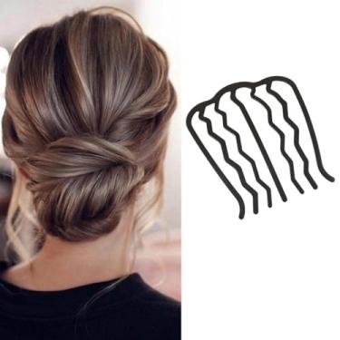 Imagem de Clipe feminino moderno em forma de U, pente de ferramenta de cabelo simples, fácil de usar e transportar, adequado para uso diário (preto, 4)