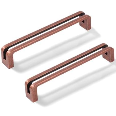 Imagem de Vicycmc Pacote com 12 puxadores de armário sólidos de liga de zinco de cobre antigo 5 polegadas (128 mm) no centro do orifício, puxadores de armário de cômoda de luxo para quarto, cozinha 7600