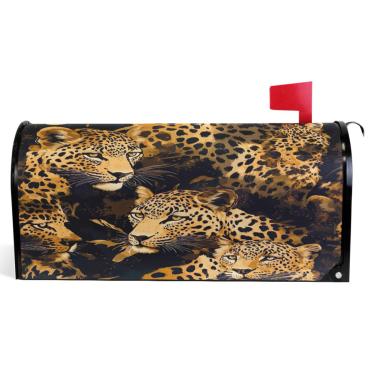 Imagem de TSENQUE Capas decorativas para caixa de correio magnética, leopardo, selvagem, marrom, realista, vinil, caixa de correio, decorações modernas, tamanho grande, 64,5 x 52,8 cm