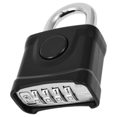 Imagem de Cadeado grande e resistente, bloqueio de código de 4 dígitos à prova de intempéries, liga de aço de liga de 8 mm de espessura, manilha longa/curta para escola, academia, portão, galpão (preto