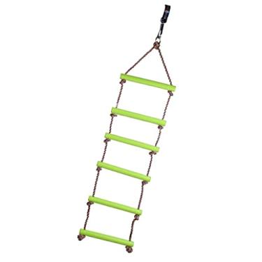 Imagem de barenx Kids Outdoor Playhouse Plástico 6 degraus 2m corda escalada escada balanço brinquedo crianças jardim parque fitness academia diversão verde