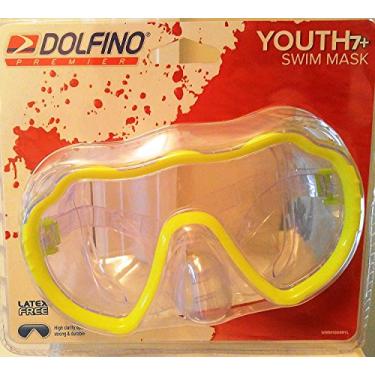 Imagem de Máscara de natação Dolfino Premier Youth 7+ – Sem látex (verde limão neon)