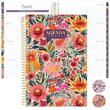 Imagem de bloom daily planners Calendário Espanhol sem data - Organizador de Paixão/Objetivo - Comece a qualquer momento Agenda Mensal e Semanal com abas (janeiro a dezembro) - 14 cm x 21 cm - Jardim alegre