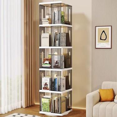 Imagem de LXSJCYGJ Torre de estante giratória, estante giratória de 360 graus, estante giratória de canto de pequeno espaço, estante giratória adequada para quartos, salas de estar, estudos e escritórios (cinza