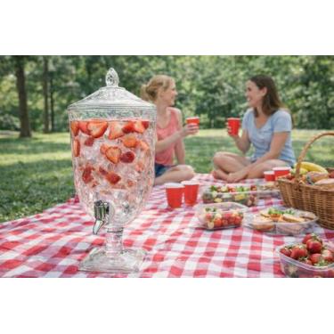 Imagem de Suqueira com Tampa 4,5L Cristal Acrílico Transparente Jarra Dispenser 