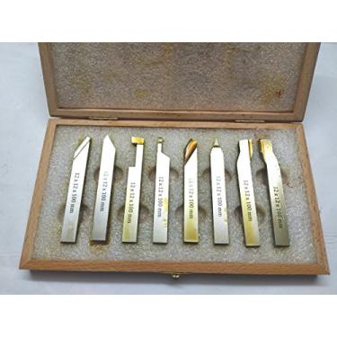 Imagem de Conjunto de ferramentas de forma de torno HSS – Grau M2, torneamento rígido e no solo, rosqueamento, máquinas-ferramentas de separação com caixa de madeira (haste 12 x 12 x 100 mm)