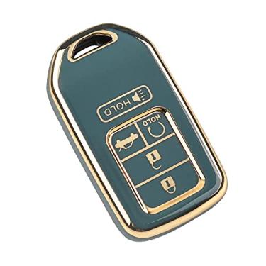 Imagem de Capa de chaveiro de carro compatível com Honda Accord Civic CRV, capa de chave de TPU macio com 5 botões, protetor de chaveiro essencial para carro (cinza)