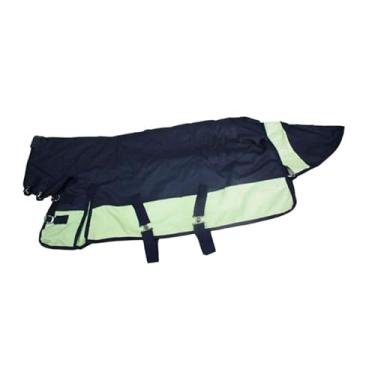 Imagem de Vaveren Manta de inverno para cavalos com proteção para o pescoço, ao congelamento, quente e com proteção para a barriga. Grossa, à prova de vento, Navy Blue M