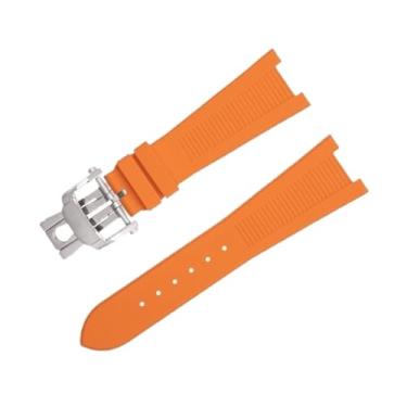 Imagem de SRDRK Para Patek Philippe Pulseira para Nautilus Watchband 5711/5712 Interface Original Acessórios de Pulseira FKM Fluororubber Pulseira Rose End Link (Laranja 2)