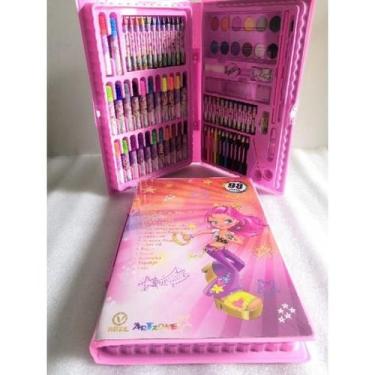 Imagem de Kit Estojo Material Escolar Infantil Para Pintura Maleta Com 98 Peças 