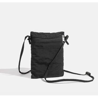 Imagem de Bolsa de lona leve minimalista bolsa tiracolo fina unissex bolsa para telefone pequena bolsa diária, Preto, Bolsas de mão