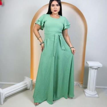 Imagem de Vestido Longo Suzana Moda Evangélica Feminina - Miss Flower, Verde, G,