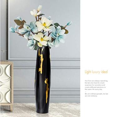 Imagem de Vaso de cerâmica leve nórdico grande arranjo floral decoração de flores secas entrada para sala de estar decoração moderna simples e macia