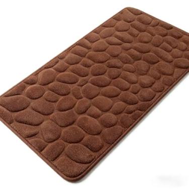 Imagem de Tapete de Porta para Banheiro 60cm - Estampa de Pedra, Fino e Prático, Ideal para Absorver Água, Proteger Pisos e Complementar Decoração (MARROM)