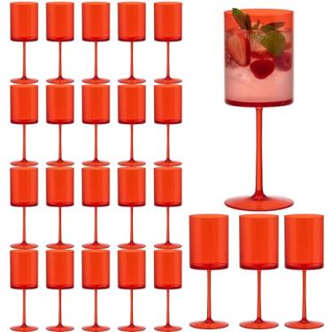 Imagem de JLYLOL 24 peças de taças de champanhe de plástico vermelho de 290 ml, taças de champanhe grandes, reutilizáveis, acrílico, para brindar para casamento, copos de água, taças de vinho, para casamento