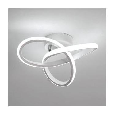 Imagem de Luminária de Teto Pendente LED Moderna 3 Cores Lustre Espiral Plafon para Sala, Quarto, Cozinha e Corredor – Design Criativo e Durável(Branco (B1))