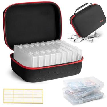 Imagem de Caixa de armazenamento de fotos 10 x 15 cm, 9 organizador de fotos extra grande interno com até 900 imagens, caixa de armazenamento de artesanato de plástico para cartões, adesivos, selos, sementes