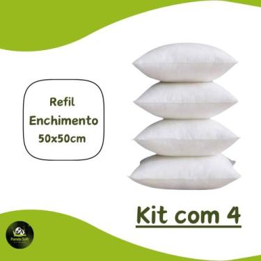 Imagem de Kit Revenda 4 Pacotes Enchimento Refil De Almofada 50x50 Fibra Acrílic