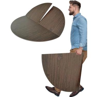 Imagem de Mesa dobrável redonda dobrável para facilitar o armazenamento – sem pernas, 120 130 140 150 160 170 180 190 200 cm de diâmetro, mesas de jantar internas e externas (marrom, 120 cm/47 polegadas)