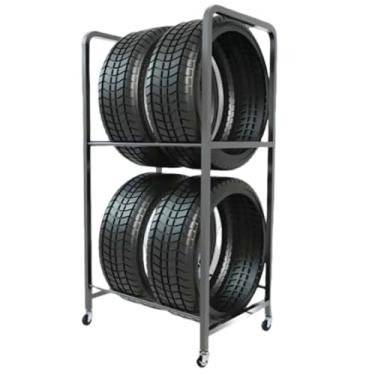 Imagem de Suportes de pneu para porão de garagem, suporte de pneu para carro/caminhões/reboque/bicicleta suja com altura ajustável da roda da barra transversal, suporte de pneu de aço para pneus de neve