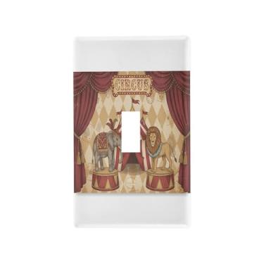 Imagem de Wassud Placa de cobertura de interruptor de luz, padrão de circo, capas de tomada decorativas, placa de parede para tomadas elétricas, interruptor único 11,5 x 7,6 cm