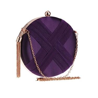 Imagem de THJKUPO Bolsa redonda para noite bolsa de vestido de tecido com pingente pequena bolsa quadrada bolsa feminina transversal, D, One Size
