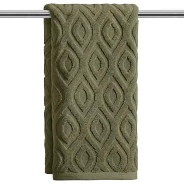 Imagem de Artoid Mode 1 peça de toalhas de mão jacquard verde oliva 3D diamante grade para banheiro, 100% algodão macio absorvente toalha de decoração de banheiro, 14,7 x 29,5 polegadas