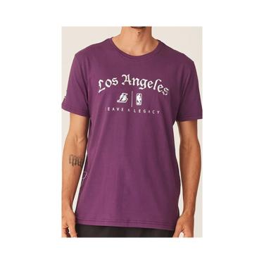 Imagem de Camiseta Básica Masculina Estampada Los Angeles Lakers Roxa N512A - NBA Camiseta Básica Masculina Estampada Los Angeles Lakers Roxa Tam M - NBA