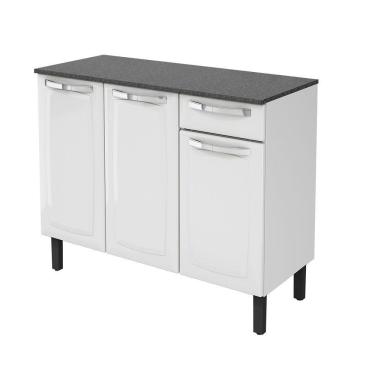 Imagem de Balcão Rose Em Aço 3 Portas 1 Gaveta Com Tampo Itatiaia Branco