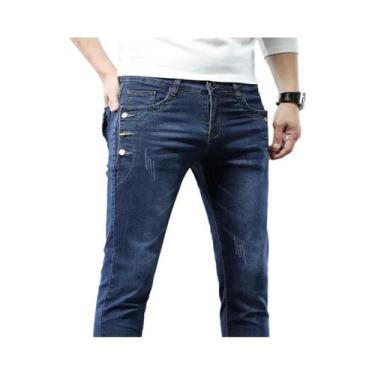 Imagem de Calças Jeans Slim Fit Vintage Para Homens Com Lavagem Snowflake, Moda 