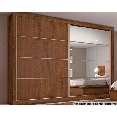 Imagem de Guarda Roupa Casal 2 Portas De Correr E 6 Gavetas C/ 1 Espelho Sevilha Braúna - Europa