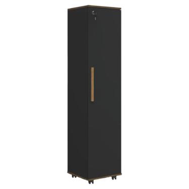 Imagem de Armário Multiuso Para Escritório Com Chave e Rodízios 1 Porta Lune Preto J&A