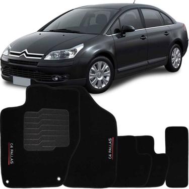 Imagem de Tapete Carpete Citroen C4 Pallas 2008 à 2013 Preto Logo Bordado Jogo 5 Peças Personalizado